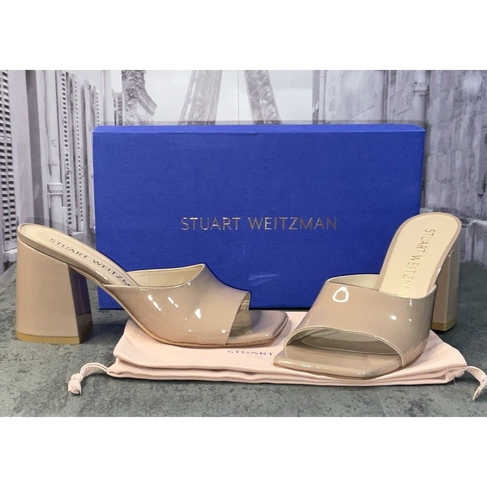 Stuart Weitzman Tia 85 Flare lock Slide Fawn Women’s Sandals Size9 B